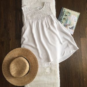 White blouse with lace neck